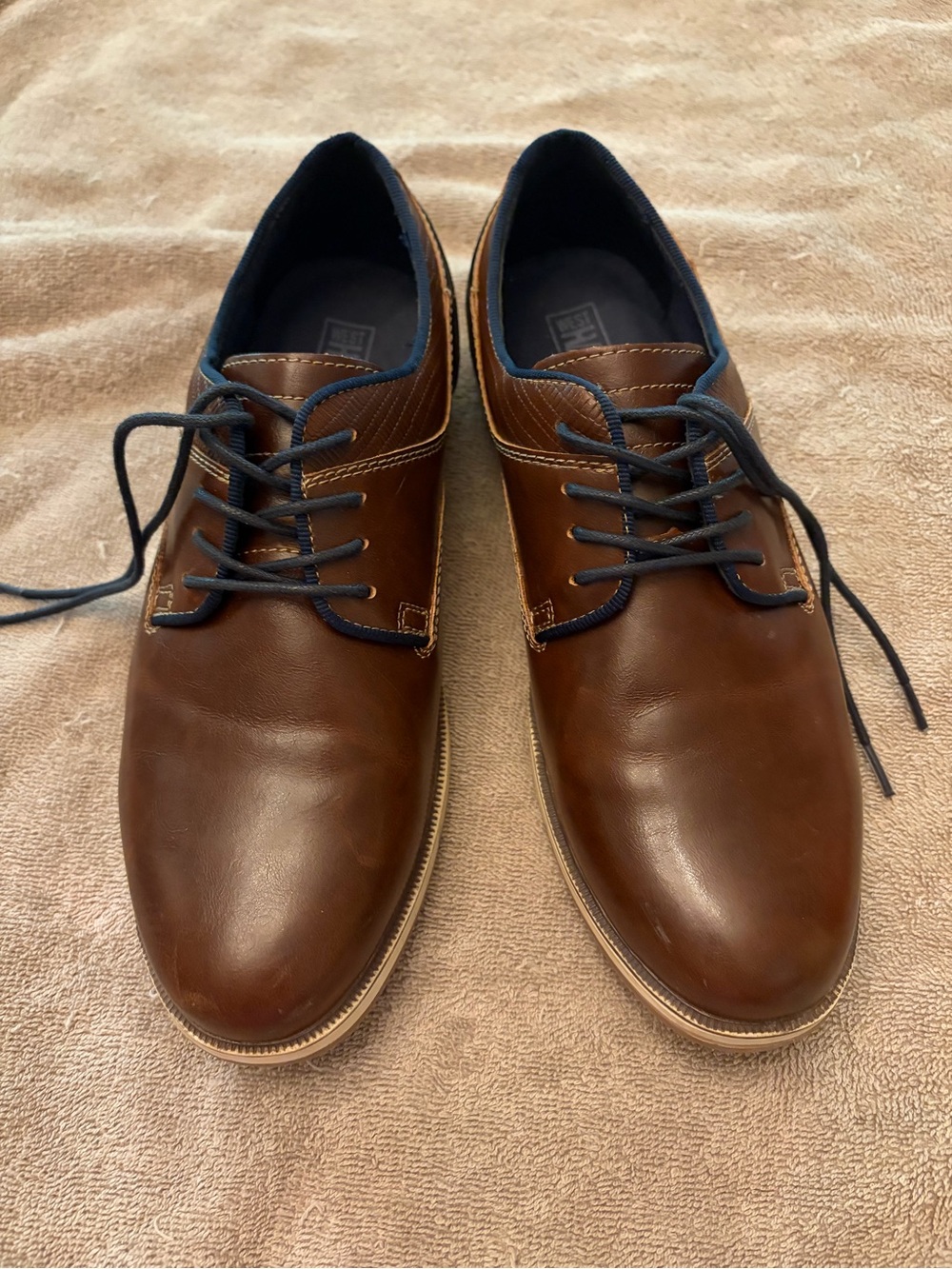 WEST HARRIS Boy's Harrison Dress Shoes Brown/Navy Blue Size 4M